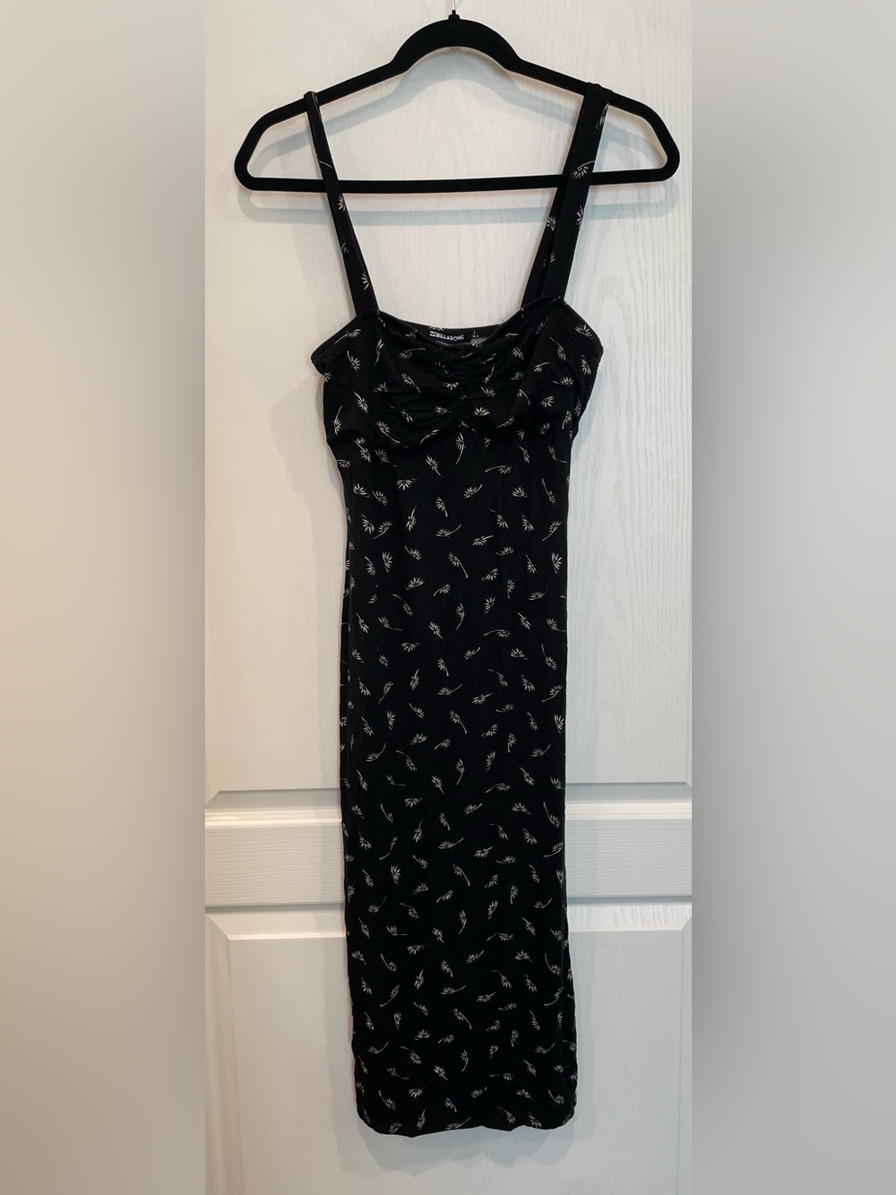Billabong Black Midi Dress with White Leaf Print
